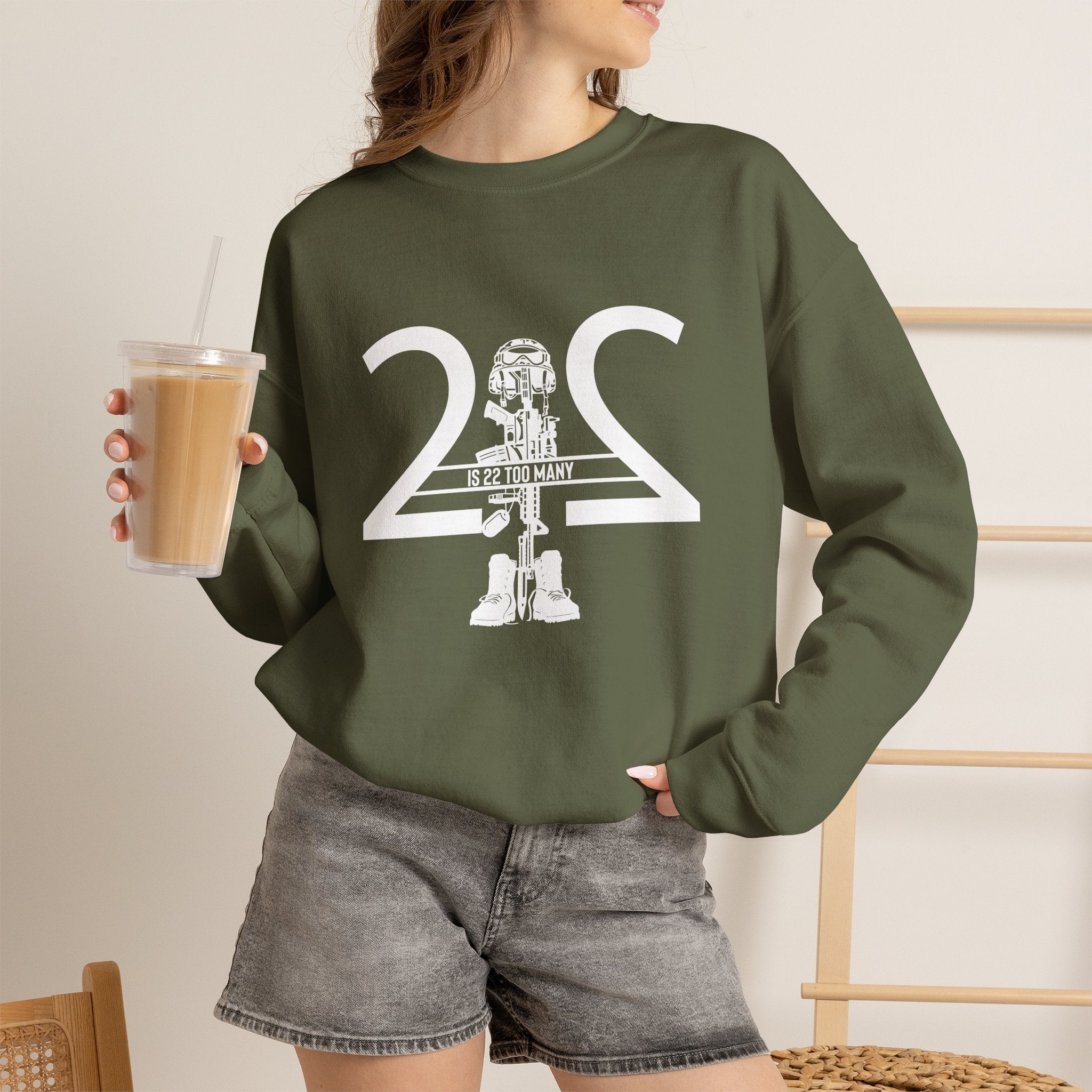 22 Is 22 Too Many – Veteran Mental Health Sweatshirt
