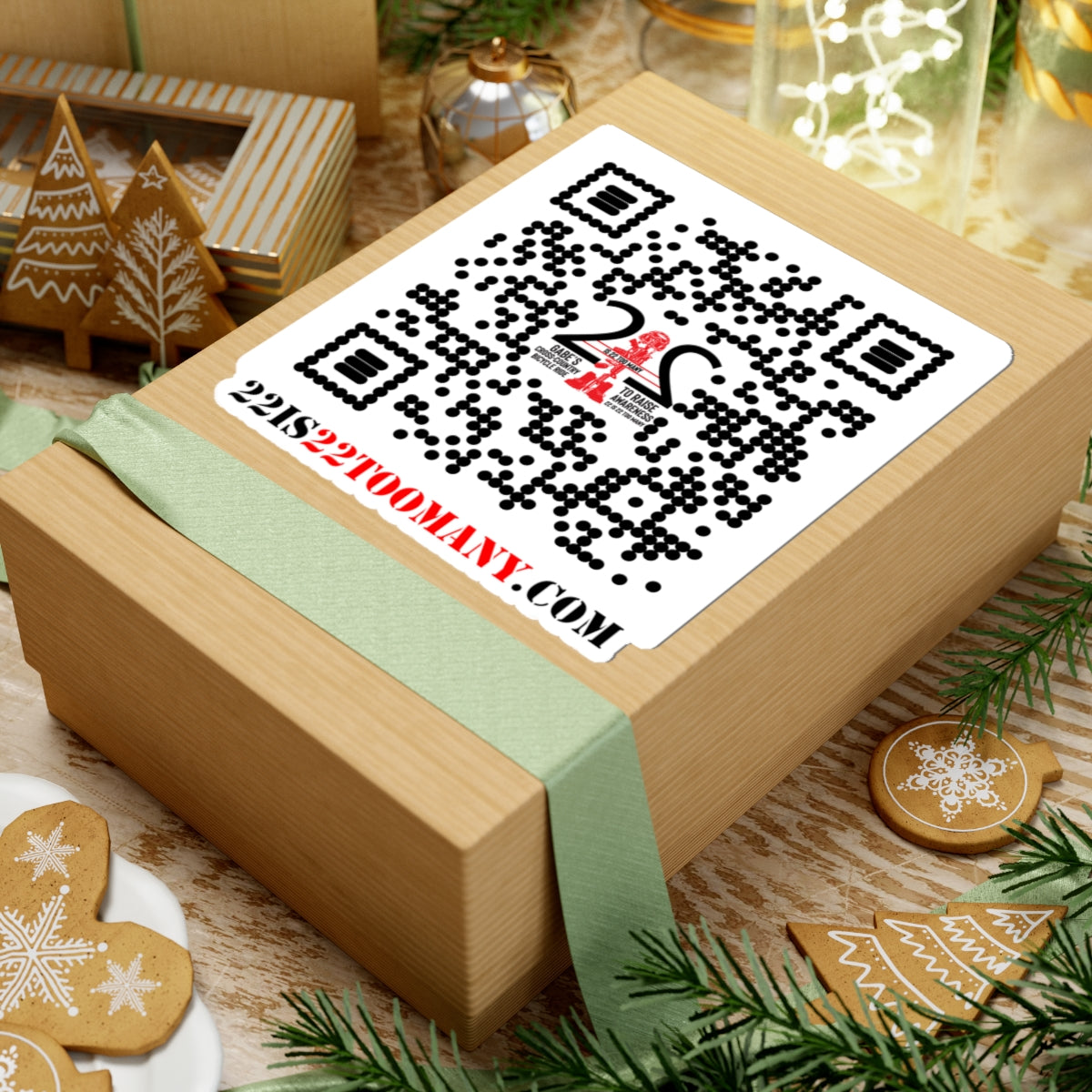 22 is 22 TOO MANY QR Mission Sticker – Gabe’s Cross‑Country Veteran Mental Health Ride