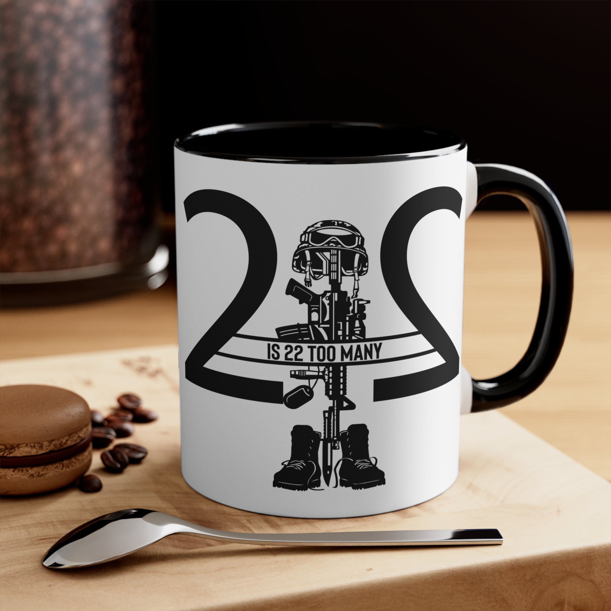 22 Is 22 Too Many – Veteran Suicide Prevention Accent Mug