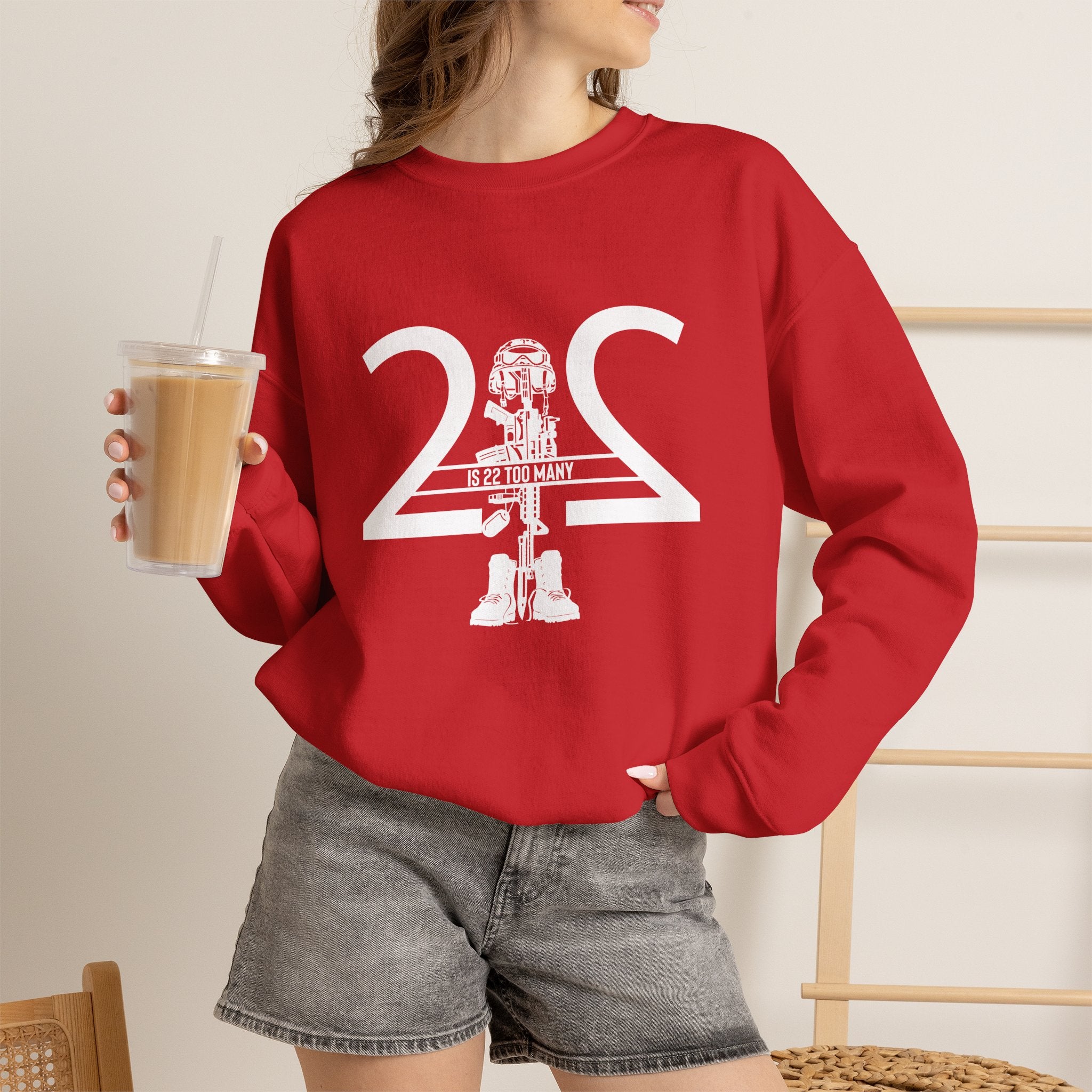 22 Is 22 Too Many – Veteran Mental Health Sweatshirt