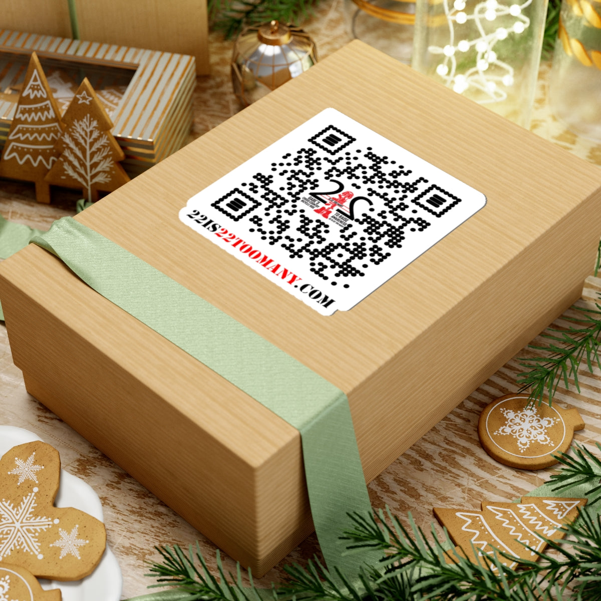 22 is 22 TOO MANY QR Mission Sticker – Gabe’s Cross‑Country Veteran Mental Health Ride